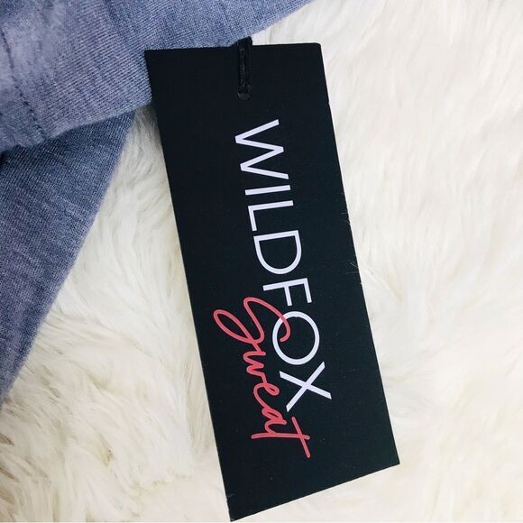 WILDFOX Hooded Pullover Drawstring Waist Open Back Gray Blue Size Medium New - Picture 8 of 14